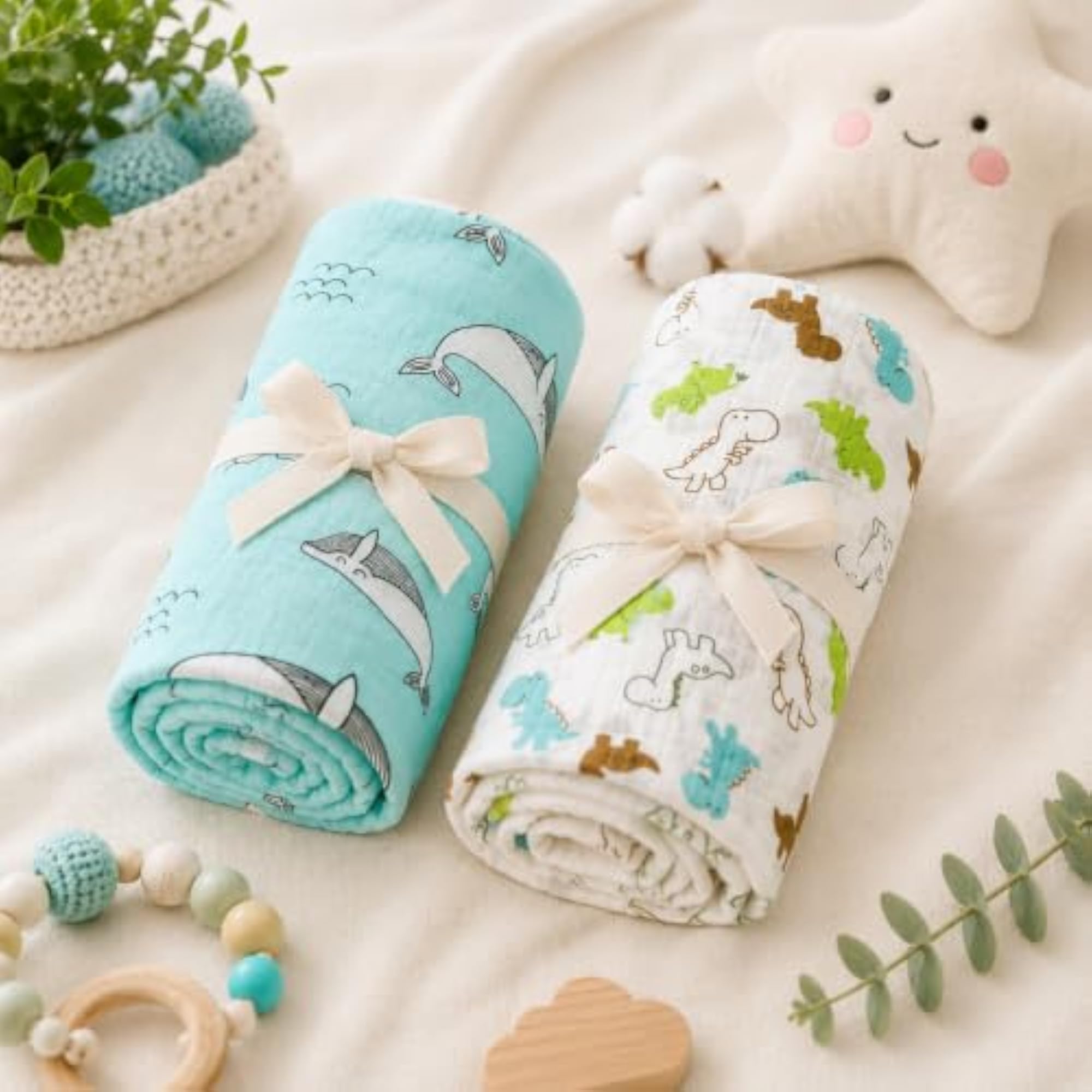 Cudleybaby 100% Cotton Muslin Baby Swaddle Set